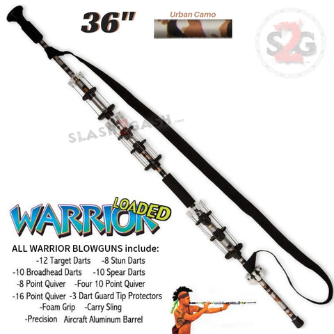 Warrior 36" Blowgun .40 cal LOADED w/ 40 Darts - Urban Camo - Avenger Blowguns USA