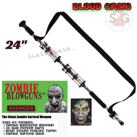 Zombie 24" Blowgun .40 cal LOADED w/ 30 Darts - Blood Red Camo - Avenger Blowguns USA