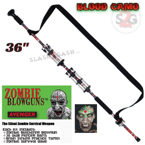 Zombie 36" Blowgun .40 cal LOADED w/ 30 Darts - Blood Red Camo - Avenger Blowguns USA