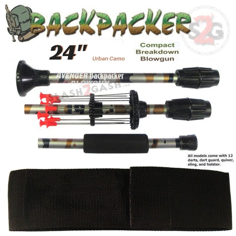Backpacker 24" Blowguns .40 Caliber Breakdown w/ Nylon Case - 3PC Urban Camouflage - Avenger Blowguns USA