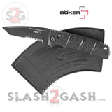 Boker Kalashnikov Automatic Conversion Knife AUS-8 - Black Tanto Serrated Switchblade AK47 AK74