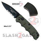 Boker Kalashnikov Mini Automatic Knife Small 73 Gun Metal Grey - AUS-8 Drop Point Serrated Switchblade AK47 AK74