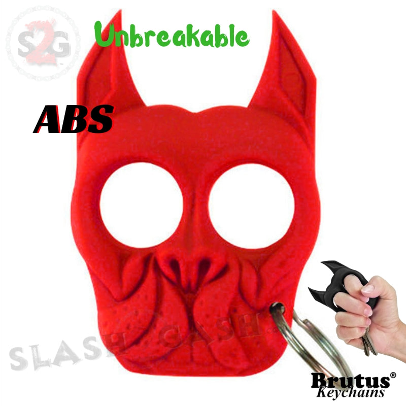 Brutus Self Defense Keychain ABS Knuckles Red Punchy Puppy