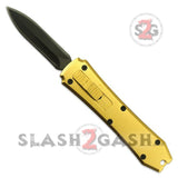 California Legal Mini OTF Dual Action Automatic Knife - Double Edge Gold and Black