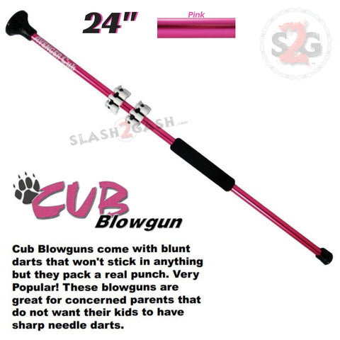 Cub 24" Blowgun .40 cal w/ SAFETY Stunner Darts - Hot Pink - Avenger Blowguns USA