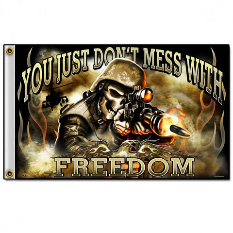 Hot Leathers Skull Soldier Freedom Flag 3 x 5 w/ Metal Grommets