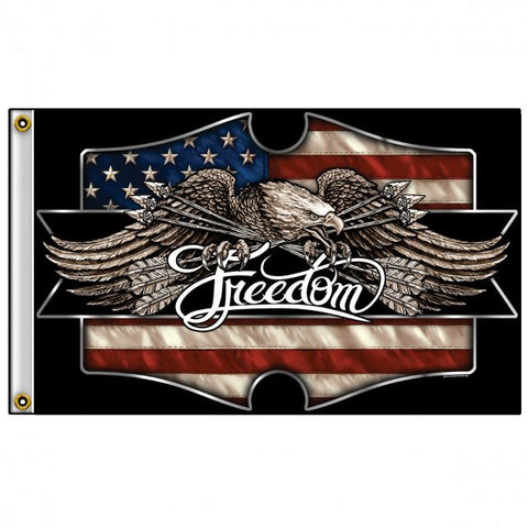 Hot Leathers Freedom Eagle Flag 3 x 5 w/ Metal Grommets