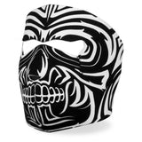 Hot Leathers Design Skull Neoprene Face Mask Black & White Tribal