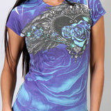 Hot Leathers Angel Roses Wings Allover Sublimation Ladies T-Shirt