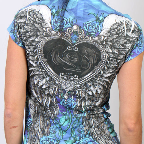 Hot Leathers Angel Roses Wings Allover Sublimation Ladies T-Shirt ...