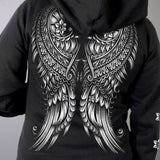 Hot Leathers Ornate Angel Wings Zip-Up Hooded Sweat Shirt