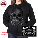 S2G Hot Leathers Bandana Skull Women's Sweatshirt Ladies Hoodie w/ Glitter Ink Slash2Gash