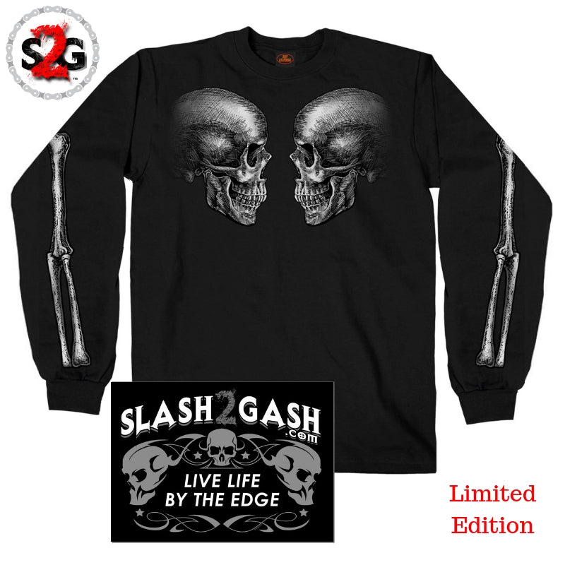 Hot Leathers Jolly Roger Skull & Bones Long Sleeve Shirt