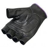 Hot Leathers Ladies Fingerless Gloves Purple Trim