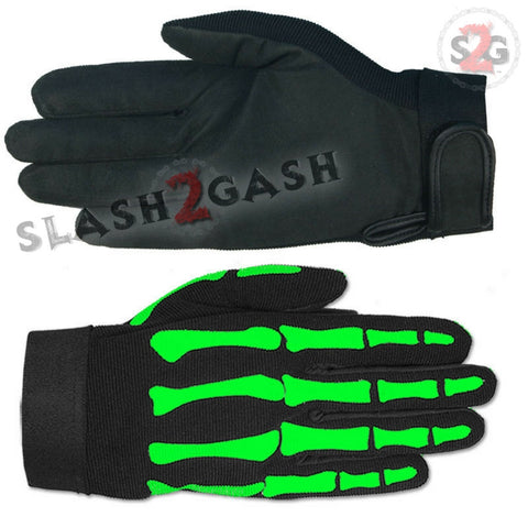 Hot Leathers Green Skeleton Zombie Bones Mechanics Gloves
