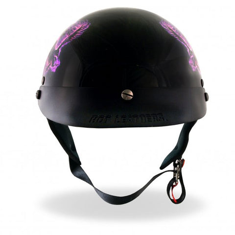 blackout motorcycle helmet Hot Leathers D.O.T. Purple Blackout Eagle Gloss Black Finish Motorcycl – Slash2Gash