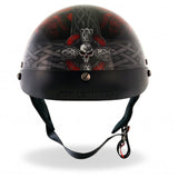 Hot Leathers D.O.T. Celtic Cross w/ Skulls Gloss Black Finish Motorcycle Helmet