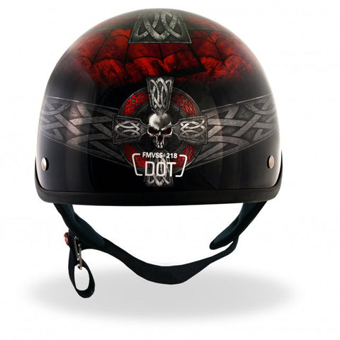 celtic cross motorcycle helmet Hot Leathers D.O.T. Celtic Cross w/ Skulls Gloss Black Finish Motorcyc – Slash2Gash