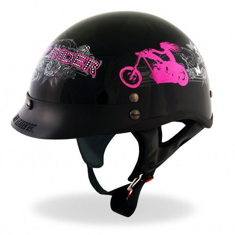 Hot Leathers D.O.T. Lady Rider w/ Roses Gloss Black Finish Motorcycle β Slash2Gash