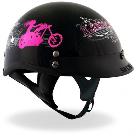 dot motorcycle helmets womens Hot Leathers D.O.T. Lady Rider w/ Roses Gloss Black Finish Motorcycle – Slash2Gash