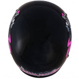 Hot Leathers D.O.T. Lady Rider w/ Roses Gloss Black Finish Helmet