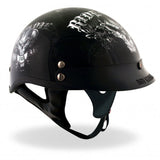 Hot Leathers D.O.T. Biker For Life Gloss Black Finish Motorcycle Helmet