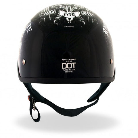 Hot Leathers D.O.T. Biker For Life Gloss Black Finish Motorcycle Helme – Slash2Gash