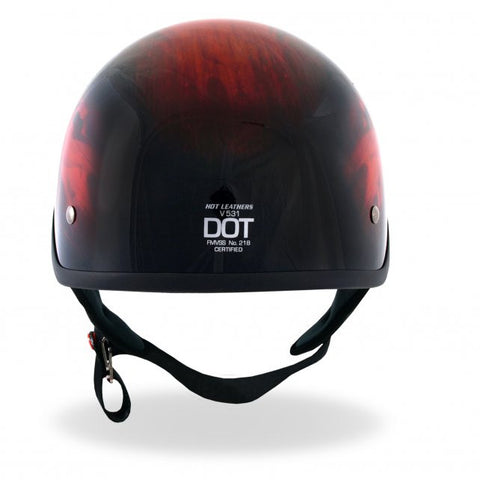 black red skull motorcycle helmet Hot Leathers D.O.T. Red Skull Flames Gloss Black Finish Motorcycle Hel – Slash2Gash