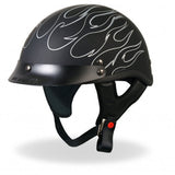 Hot Leathers D.O.T. Reflective Black Flames Matte Finish Motorcycle Helmet