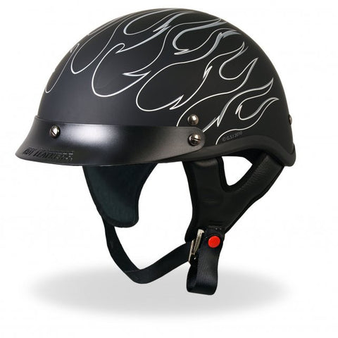 flames motorcycle helmet Hot Leathers D.O.T. Reflective Black Flames Matte Motorcycle Helmet – Slash2Gash