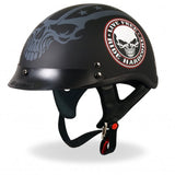 Hot Leathers D.O.T. Stencil Skull Matte Black Finish Motorcycle Helmet