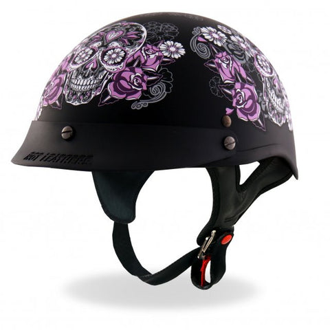 dot matte skull motorcycle helmet Hot Leathers Flat Black Cap Half for Men and Women Approved HLD1001 24.25 XX Hot Leathers HLD1049 Camo Matte