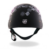 Hot Leathers D.O.T. Sugar Skull Matte Black Finish Motorcycle Helmet