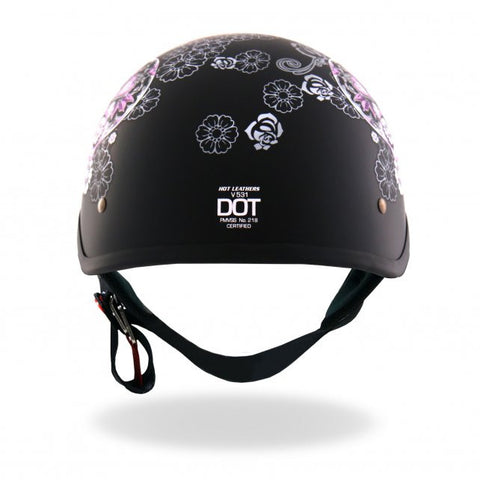 don quixote leather motorcycle helmets dot Hot Leathers D.O.T. Sugar Skull Matte Black Finish Motorcycle Helmet – Slash2Gash