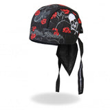 Hot Leathers Skull & Roses Headwrap Lightweight Live Free Durag