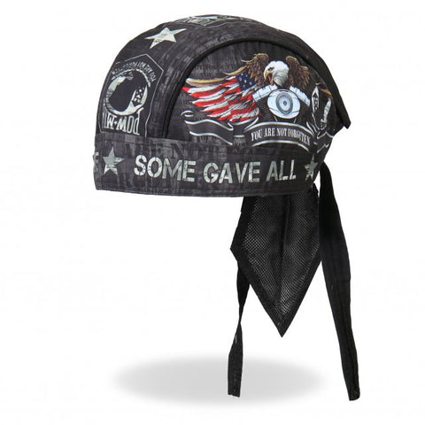 POW/MIA "Not Forgotten" Black Do-Rag | Skull Cap Head Wrap For Men & Women - Cotton Twill