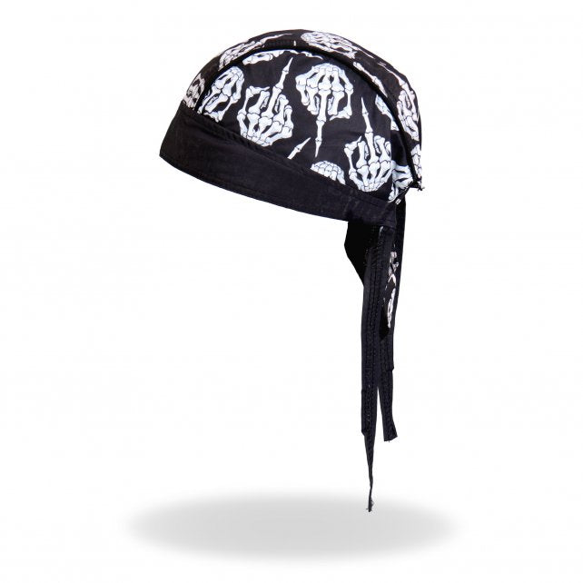 Hot Leathers Skeleton Middle Finger Headwrap Premium Biker Du-Rag ...