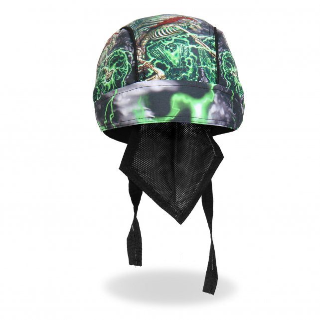 Hot Leathers Skeleton Cycle Premium Headwrap Indian Green Biker Du-Rag ...