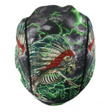 Hot Leathers Skeleton Cycle Premium Headwrap Indian Green Biker Du-Rag