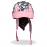 Hot Leathers Banner Skull Headwrap Pink Ride Forever Premium Du-Rag Doo Rag Cap