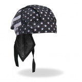 Hot Leathers Distressed American Flag Headwrap Premium Durag - Gray Doo Rag Cap