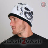 Hot Leathers Ghost Skull Sublimated Beanie w/ Flames 3D Art