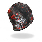 Hot Leathers Sublimated Sugar Woman w/ Roses Beanie 3D Art