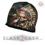 Hot Leathers Sublimated Indian Skull Beanie 3D Art