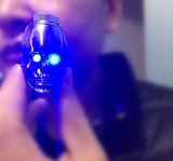 Skull Smoking Pipe With Light Up EYES Metal Bowl LED Lights