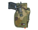 Right Handed Deluxe Tactical Drop Leg Holster w/ Removable Hip - Woodland Camo
