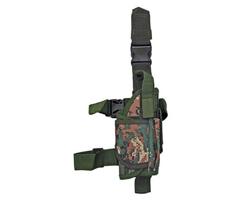 Right Handed Universal Tactical Drop Leg Holster - Woodland Digital Camo