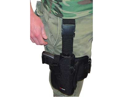 Right Handed Deluxe Tactical Drop Leg Holster w/ Removable Hip - Black