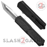 Titan OTF Automatic Knife Black Handle Dual Action Switchblade Knives - Tanto Plain TAIWAN upgraded