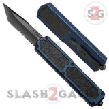 Titan OTF Dual Action Blue Tactical Automatic Knife Tanto Serrated